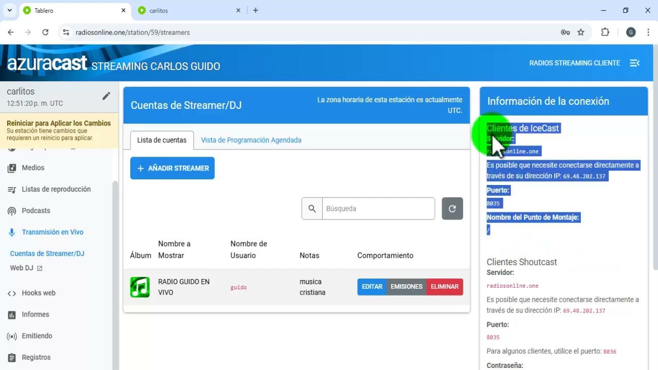 RadioBOSS = Imitir desde encoder en Icecast 2.4