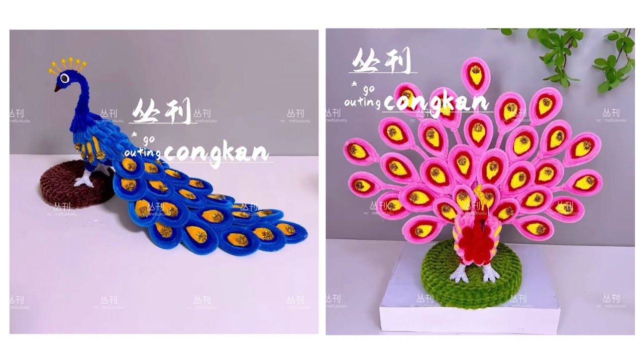 S0642 Hướng dẫn làm con công bằng sợi kẽm nhung