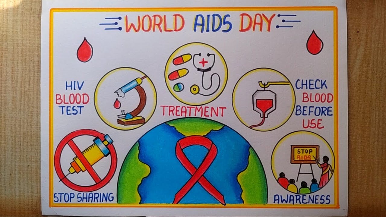 World AIDS day drawing| World AIDS Day Poster drawing easy| How to safe from AIDS Disease drawing 