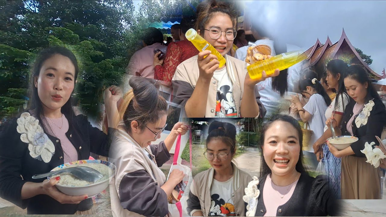 ใส่บาตรเทโว#วันออกพรรษา#วัดยางสว่าง#สาวลาว🇱🇦🇹🇭