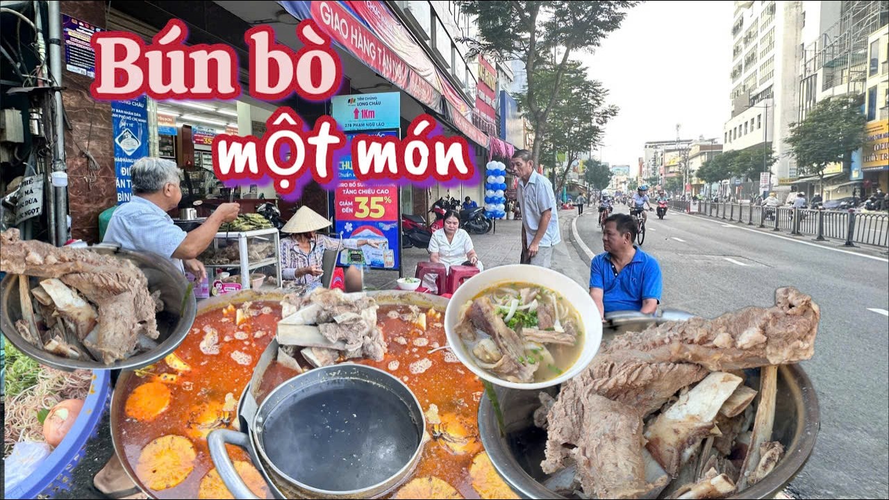Bún bò vỉa hè khác lạ vì chỉ chọn thịt ngon dọc theo bẹ sườn, khách xa cũng tới I meanmechoi