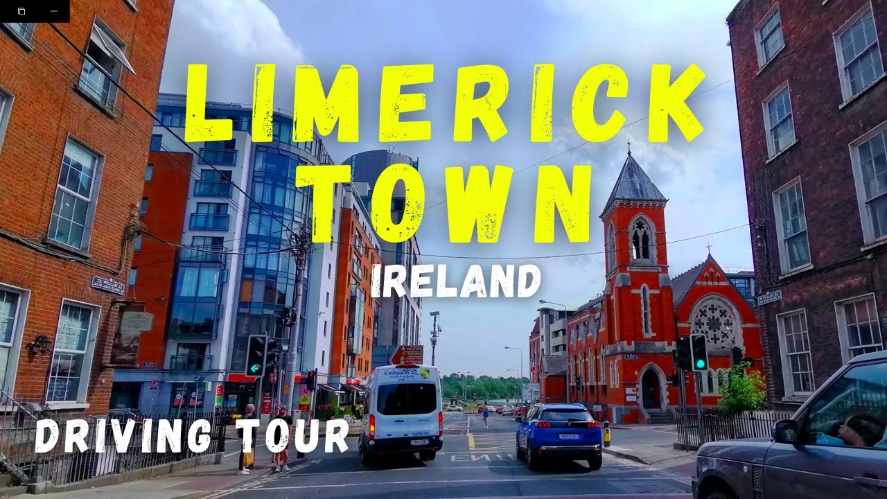 Driving in Limerick City Centre, IRELAND.