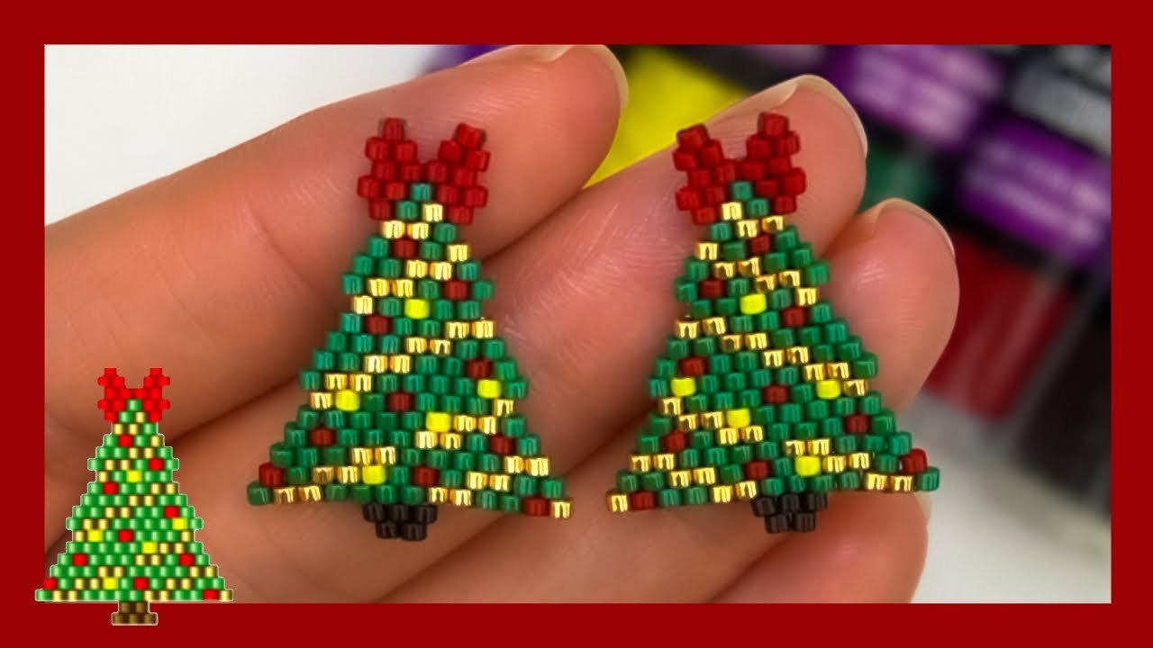 ARBOL DE NAVIDAD / BRICK STITCH / ARETES DE MIYUKI