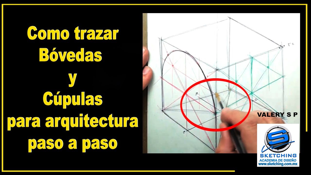 Arquitectura, como dibujar Domos en perspectiva, Hand sketch