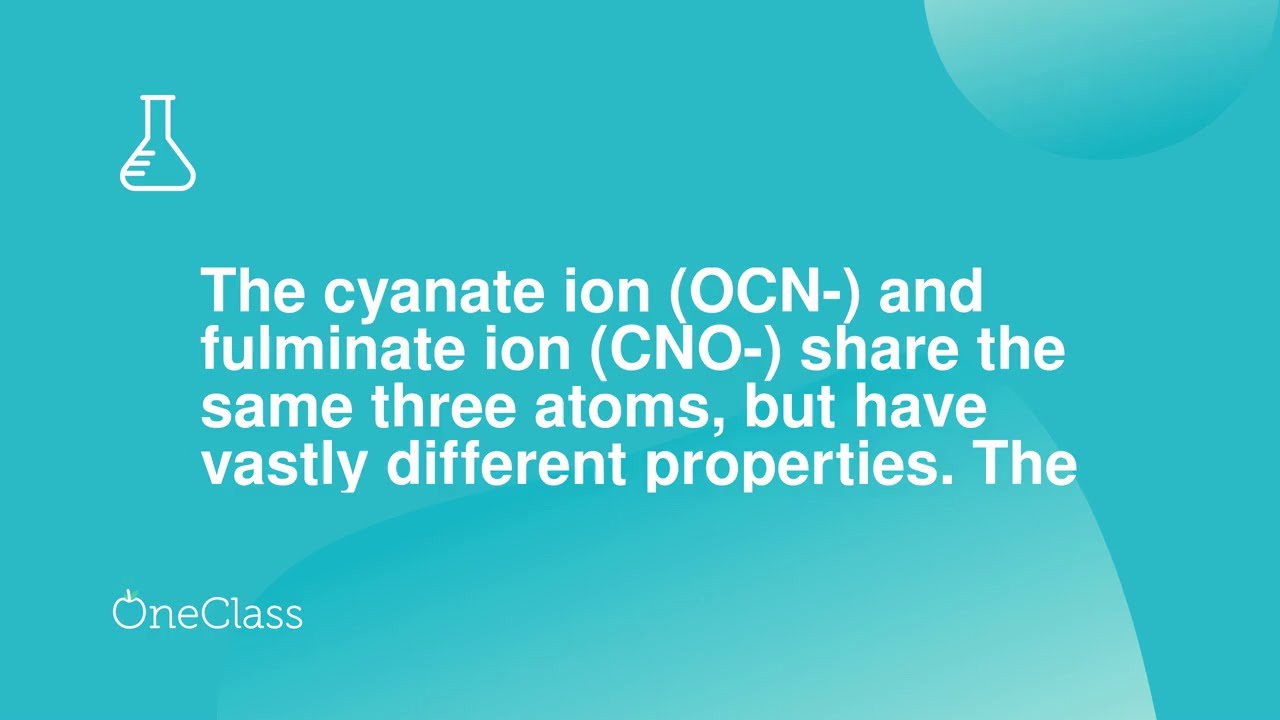 The cyanate ion OCN- and fulminate ion CNO- share the same three atoms, but have vastly differen