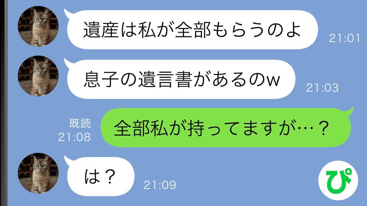 【LINE】投資家の夫が莫大な財産を遺して亡くなると義母「遺産は私が全部もらうのよ！」→その後…【スカッと修羅場】