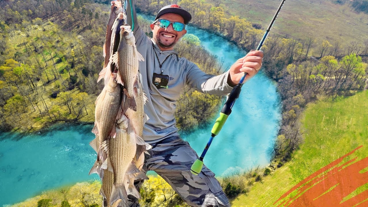 PESCA DE STRIPED BASS GRANDE Y WHITE BASS DESDE LA ORILLA