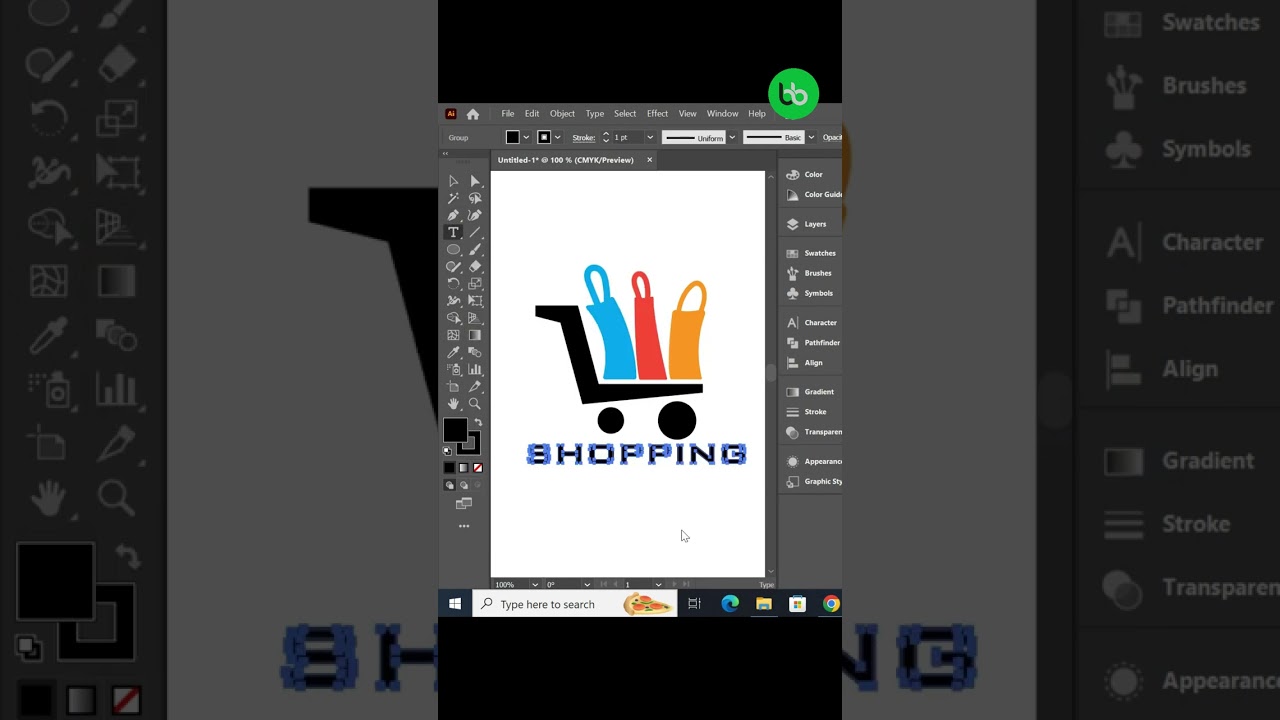 shopping store logo | shopping bag logo illustrator tutorial #logodesign #shorts #reels