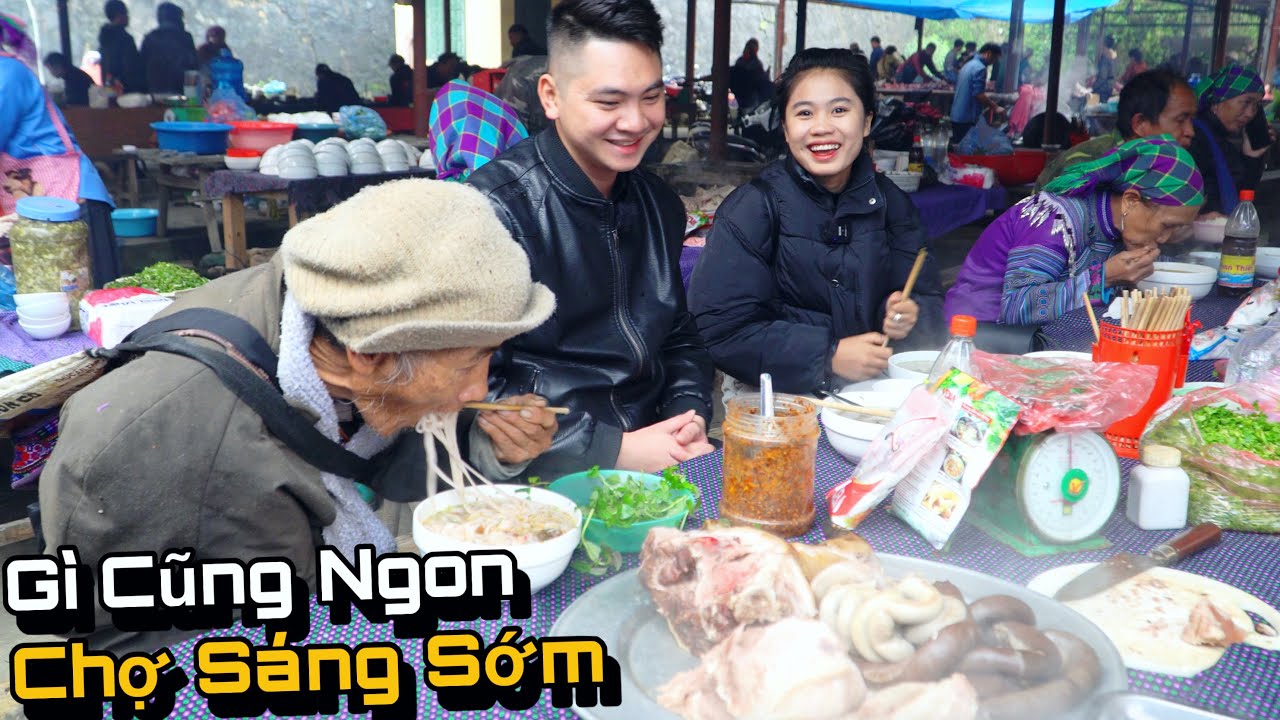 Đưa Cô Gái Lào Đi Chợ Phiên Thật Sớm, Thưởng Thức Đùi Heo Ngon Mới Ra Lò..!