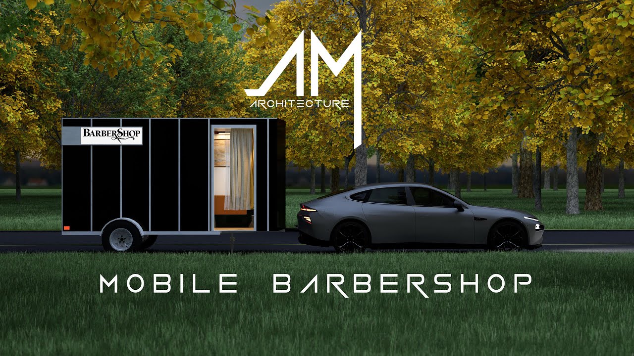 Barbershop Anywhere: Inside A Mobile Barbershop on Wheels. Rendering ( D5 Render )