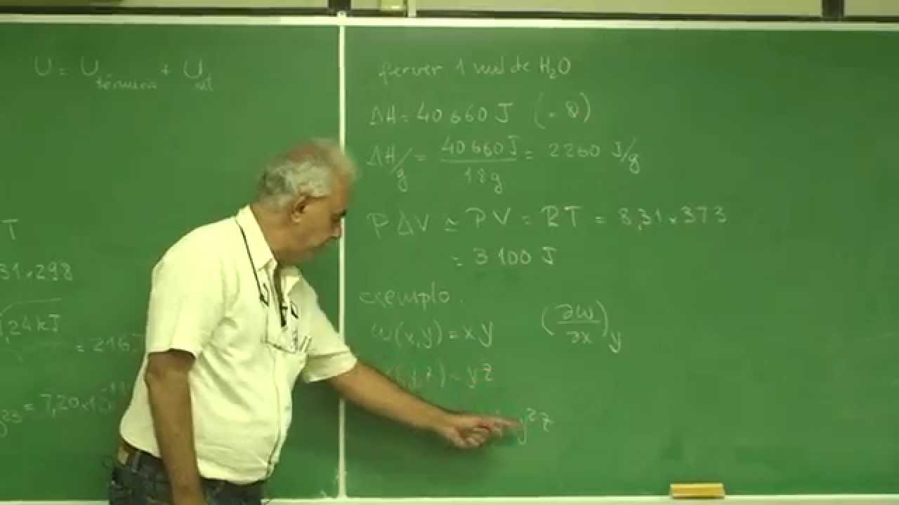 Aula 3.3 - Variação de entalpia na vaporização da água; derivadas parciais em Termodinâmica