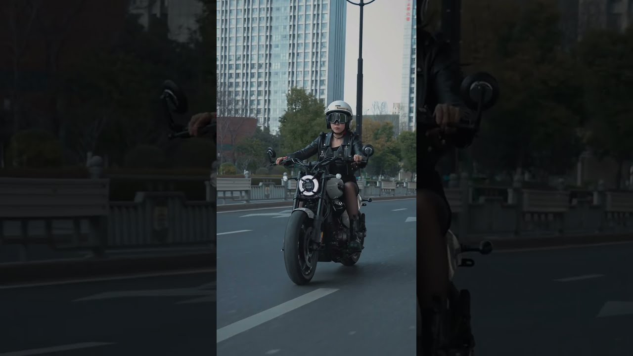 High Heels & Hot Wheels: Sexy Woman in Black Stockings Meets Powerful Moto!