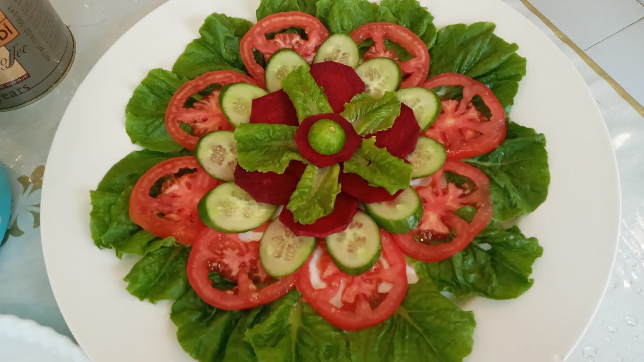 Easy Salad Decoration in Plate.Salad Design Tomato,Cucumber,Beetroot and Lettuce.#vegetable salad.