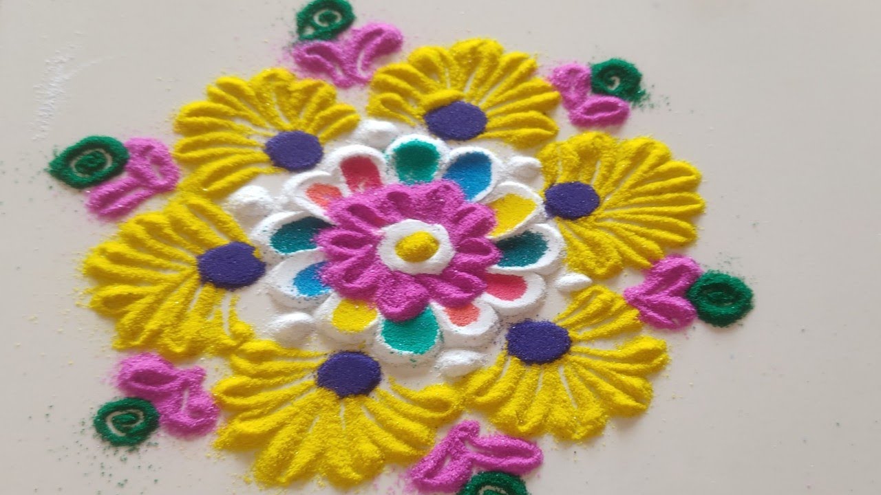 Diwali flower rangoli designs. Festival Rangoli design and simple and small design.