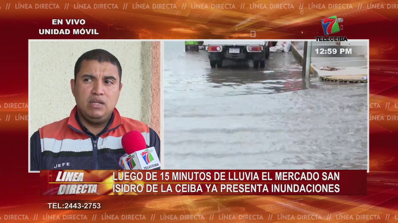 Luego de 15 minutos de lluvia en La Ceiba, el mercado San Isidro ya presenta inundaciones