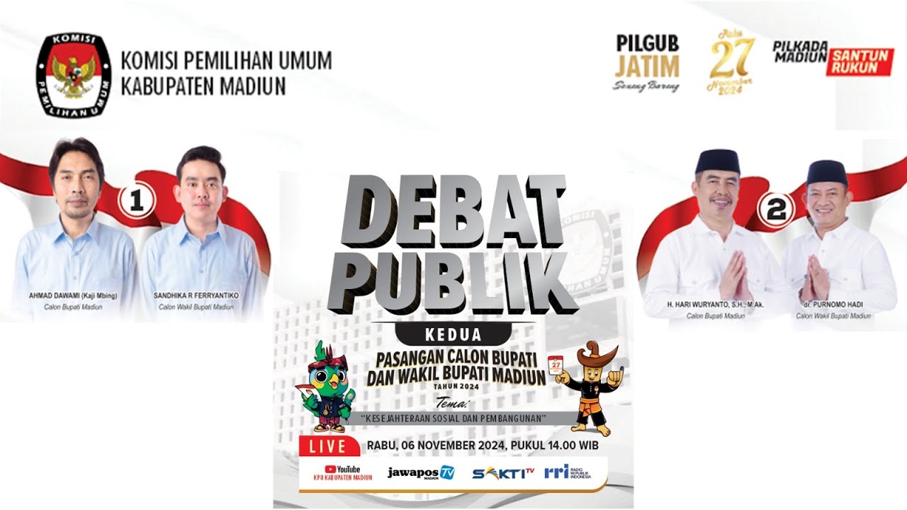 DEBAT PUBLIK KEDUA PASANGAN CALON BUPATI DAN WAKIL BUPATI MADIUN TAHUN 2024