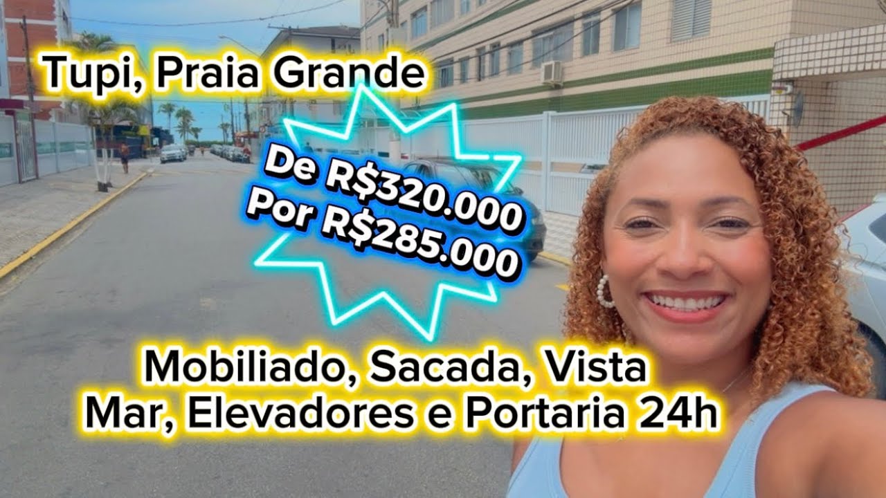 R$285.000 | 1 dorm | Mobiliado | Vista Mar | Sacada | Elevador e portaria 24h | Tupi, Praia Grande 