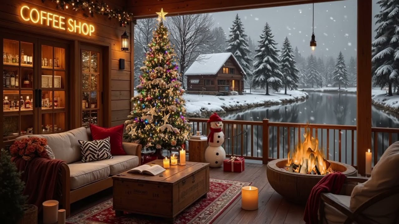 ☕ Cozy Christmas Coffee Shop Jazz 🎄 Relaxing Holiday Music (1 Hour)