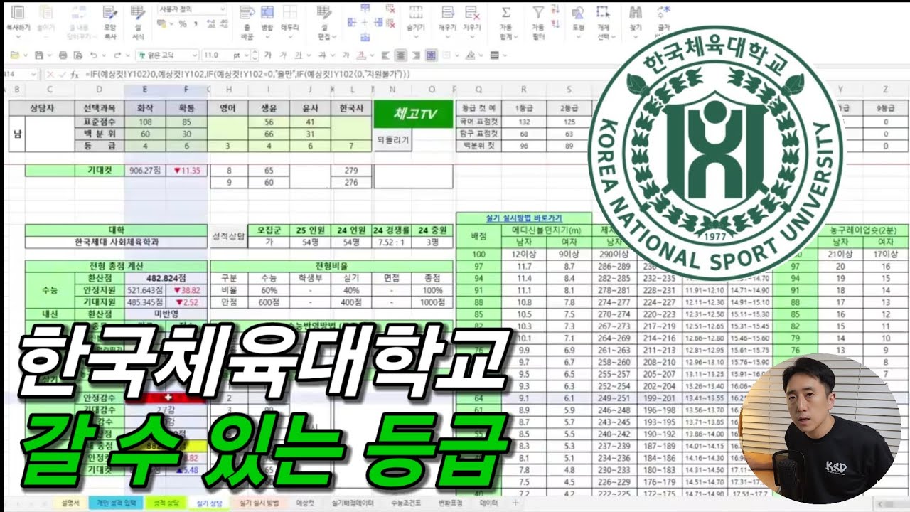 한국체육대학교 가려면 일단 수능 이만큼 하세요. feat.사체 노복 스산 스청지 운건 특체