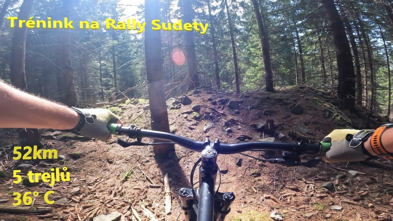Trénink na Rally Sudety.🚵 52km😁  5 trailu🤟 36° C🥵