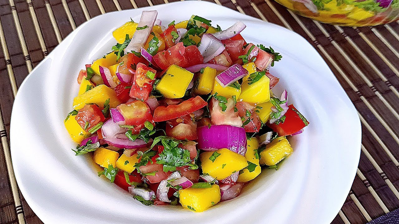😋🤤Así se prepara una exquisita, saludable y fácil ensalada de mango. 🥭