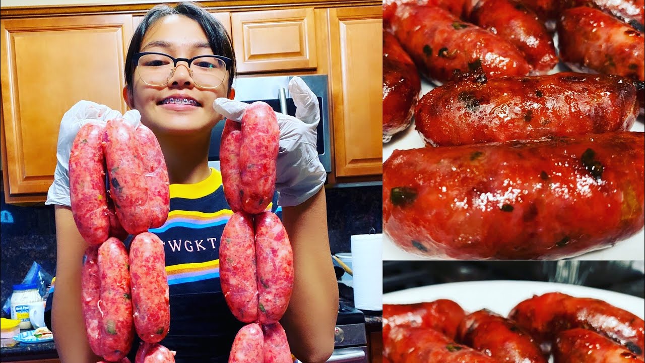 Making Lao Sausages with Fresh Ingredients