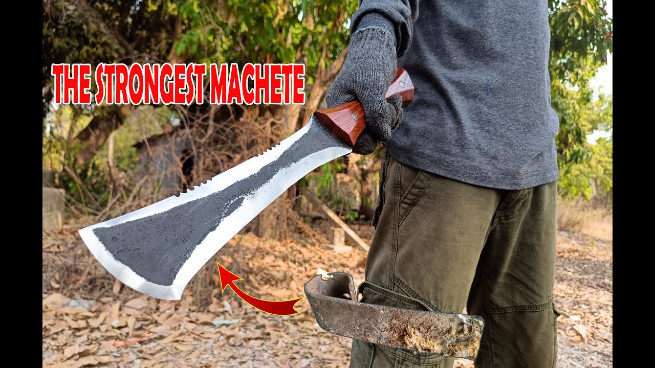 KNIFE MAKING - THIS MAN MADE THE STRONGEST MACHETE FROM RUSTY LEAF SPRING