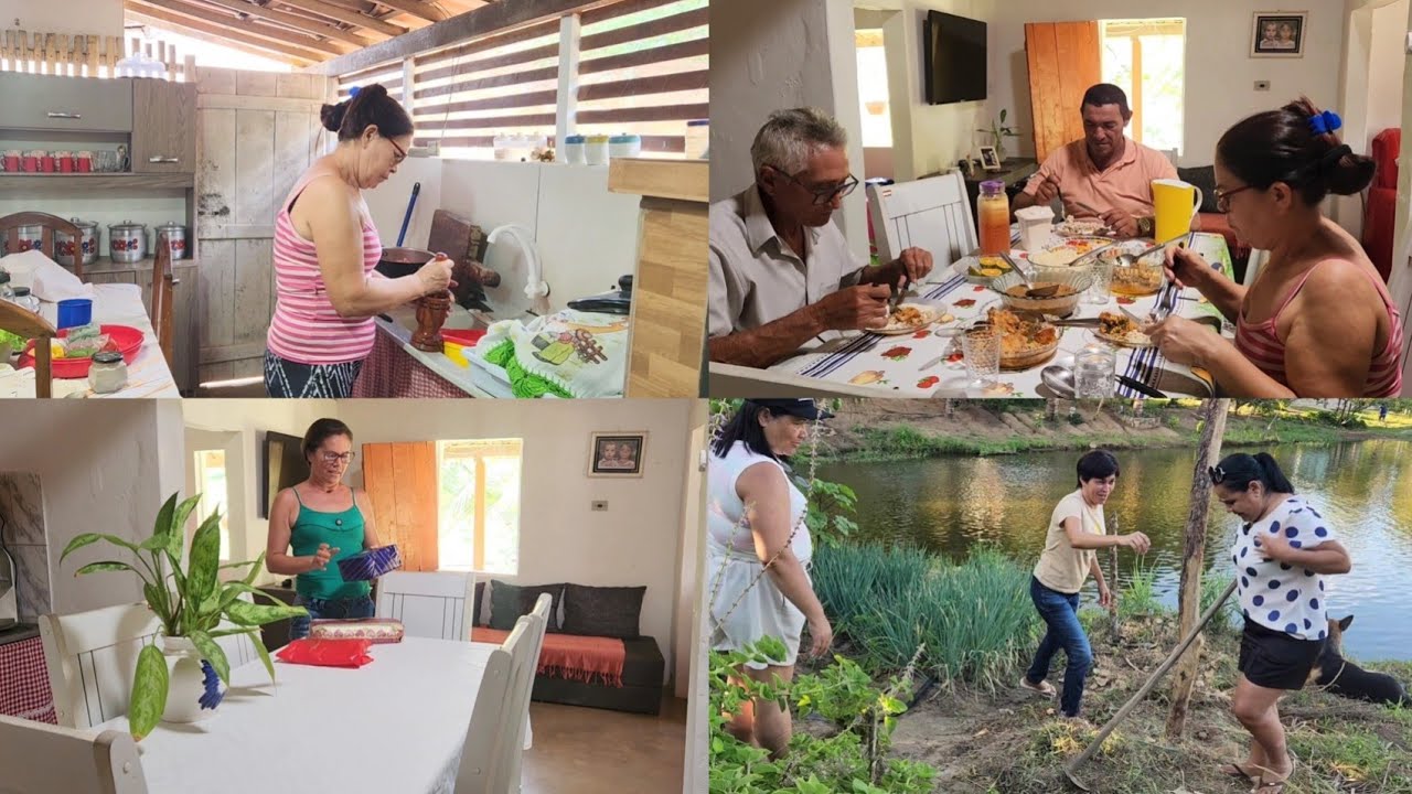Ganhei presentes + almoço + cuidando da horta 