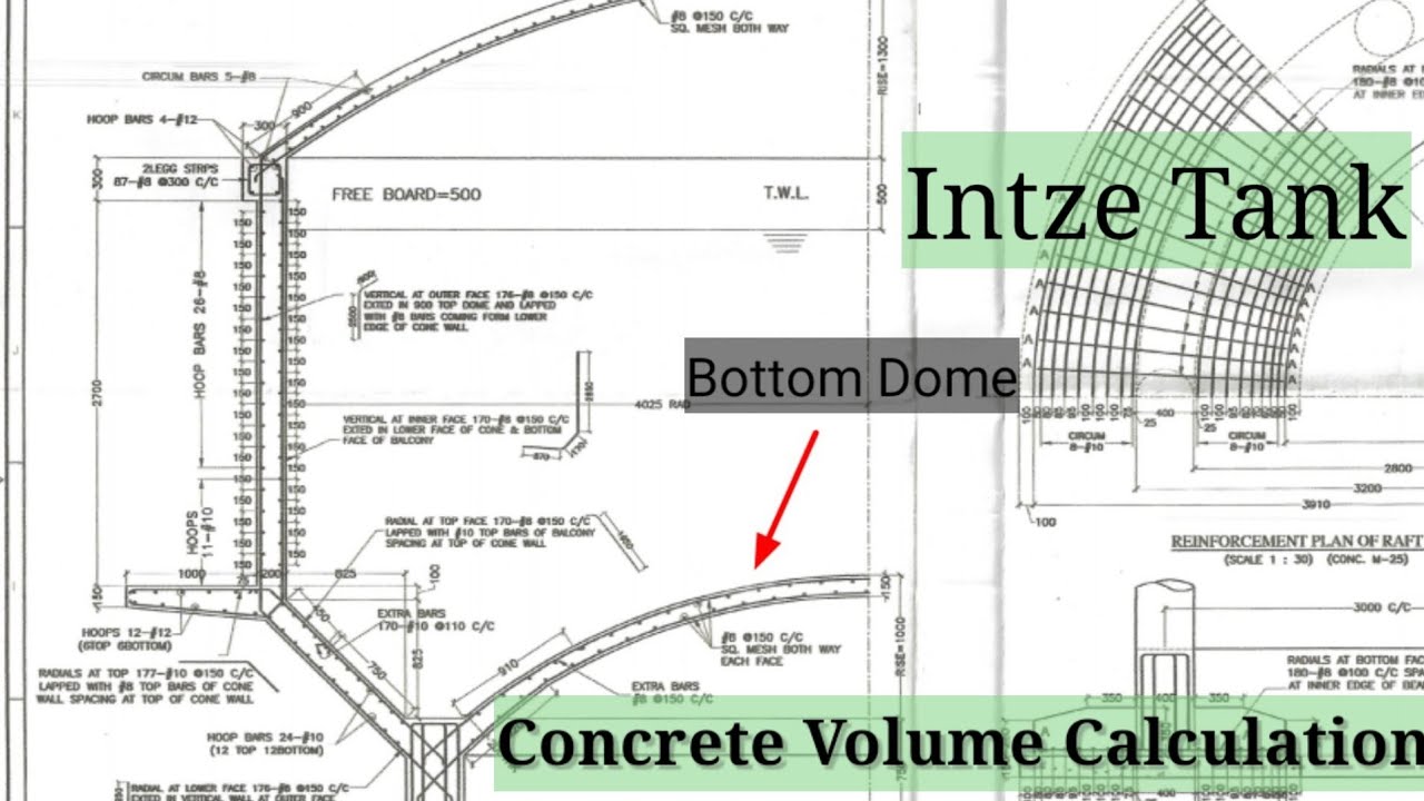 OHT | Bottom Dome concrete Volume Calculation| How to Construct Over Head Tank| Intze tank