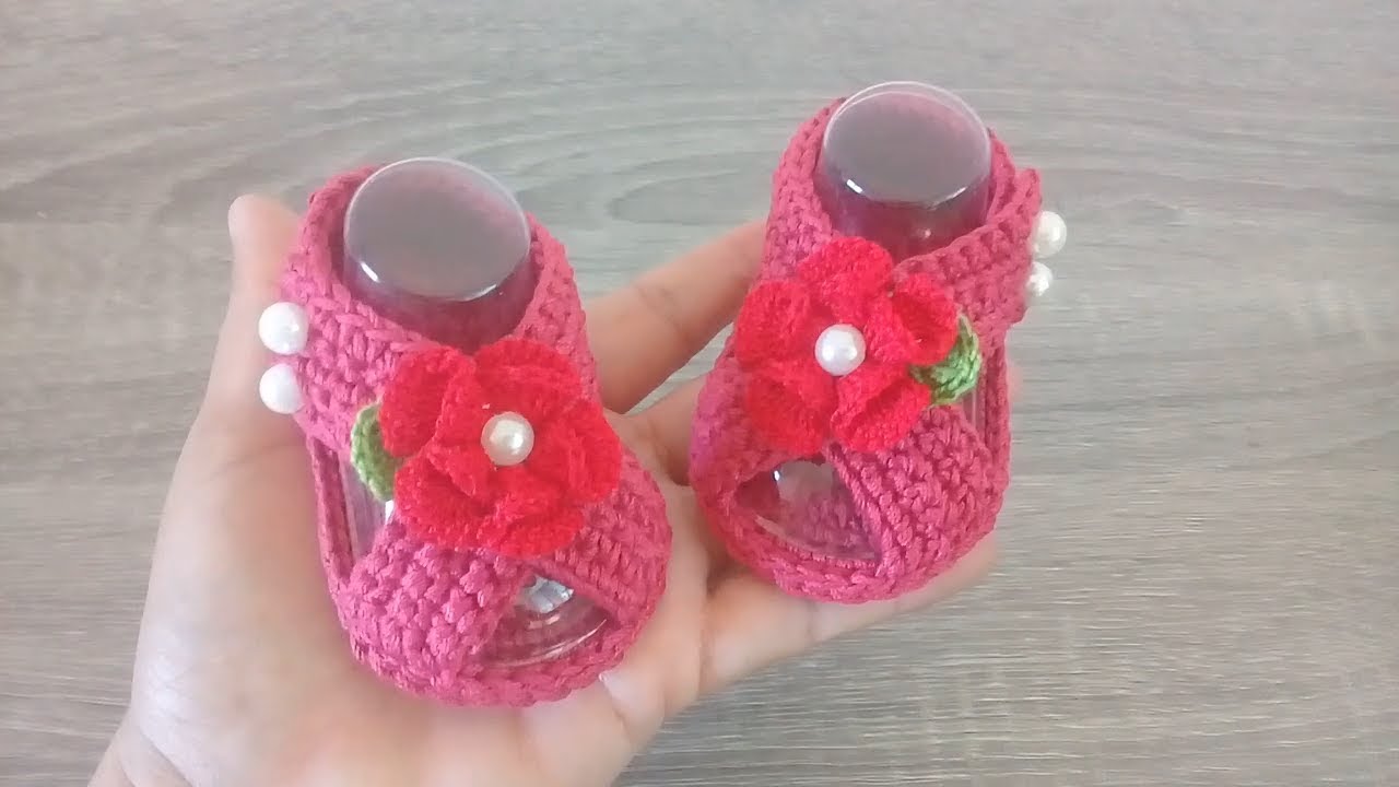 SANDALIAS CRUZADAS A CROCHET O GANCHILLO - PASO A PASO - 0 A 3 MESES
