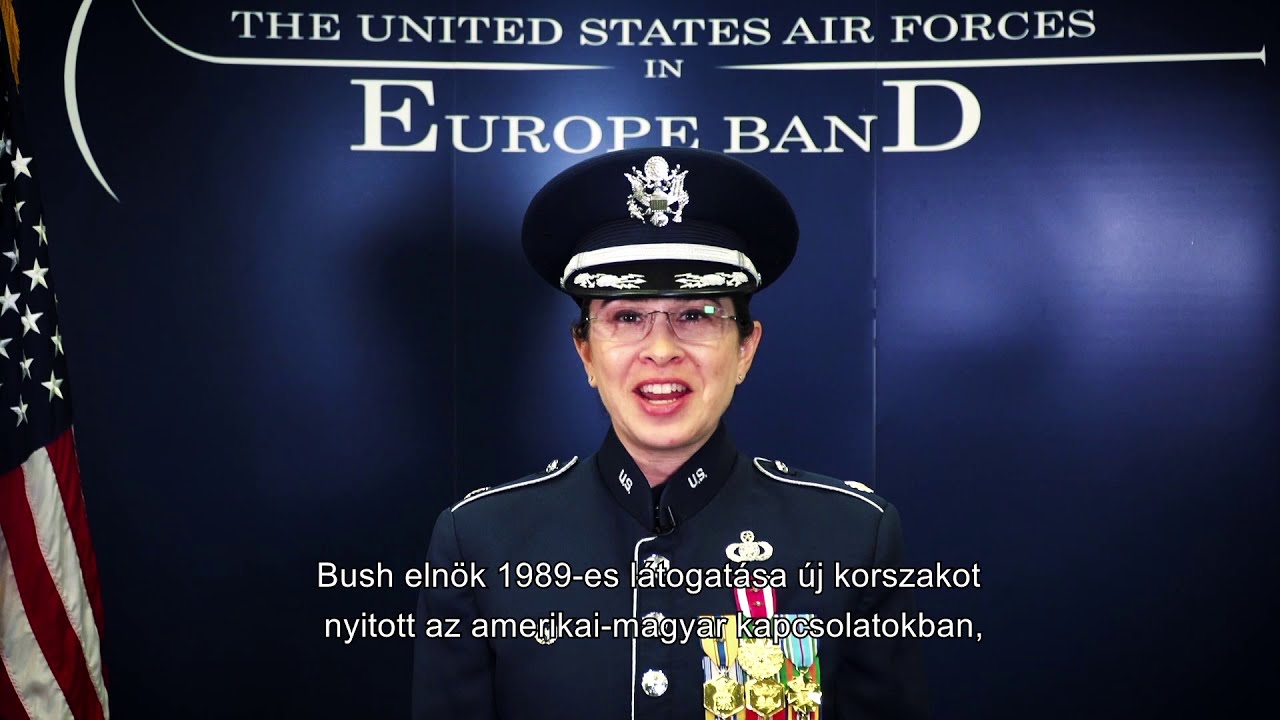 United States Air Forces in Europe Band plays the U.S. National Anthem