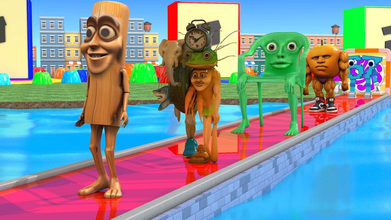 Long Slide Game With Cow Elephant Gorilla Hippopotamus Tiger 3d Animal Game Funny 3d Animals