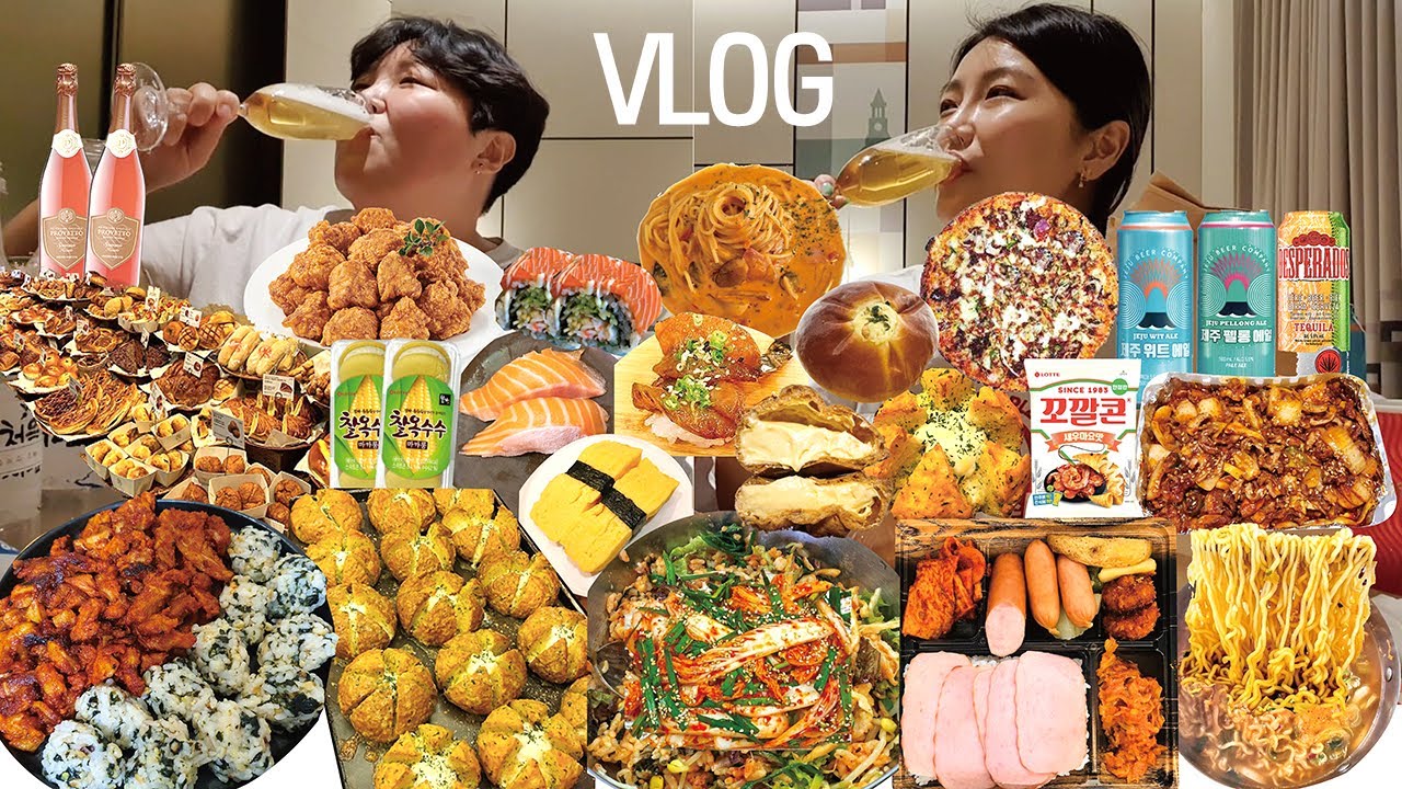 만칼로리 급으로 먹은🌟개꿀잼🌟호캉스 먹방 브이로그 | 회전초밥 호텔 뷔페 옵스 빵 치킨 피자 파스타 오돌뼈 주먹밥 겉절이 비빔밥 라면 편의점 털기  Mukbang VLOG