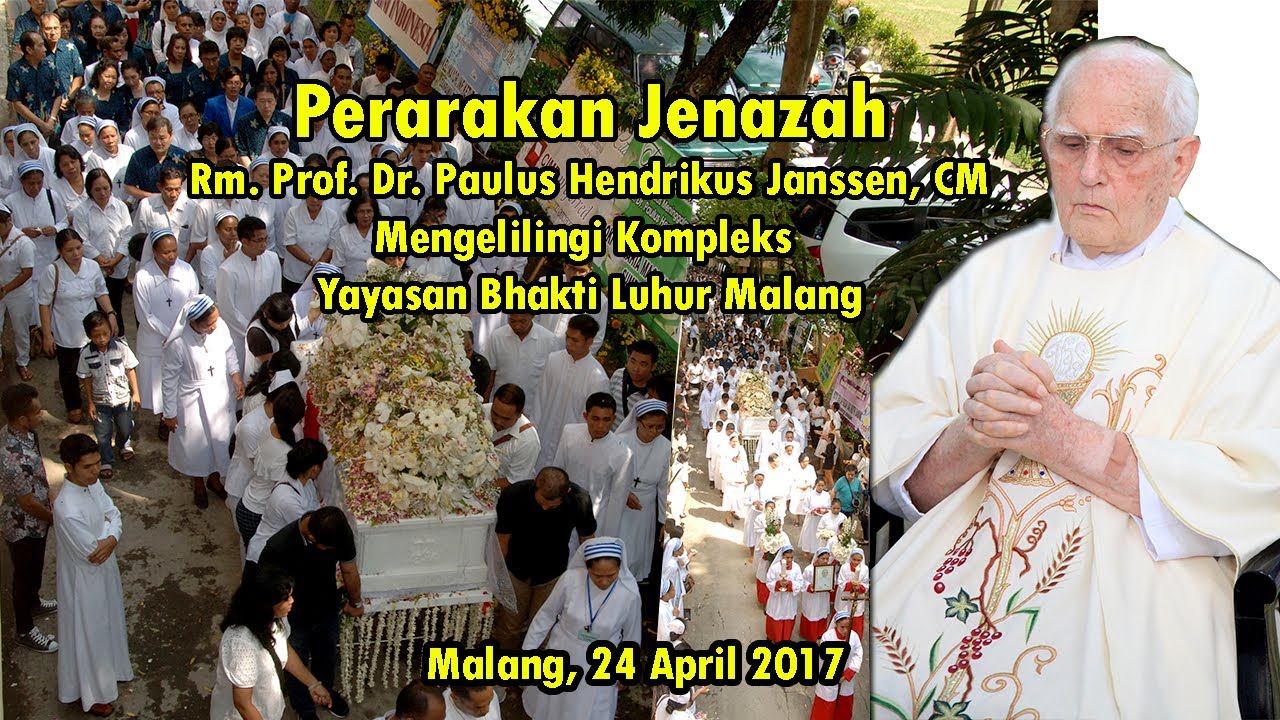 Perarakan Jenazah Rm. Prof. Dr. Paulus Hendrikus Janssen, CM Mengelilingi Kompleks YBL Malang.