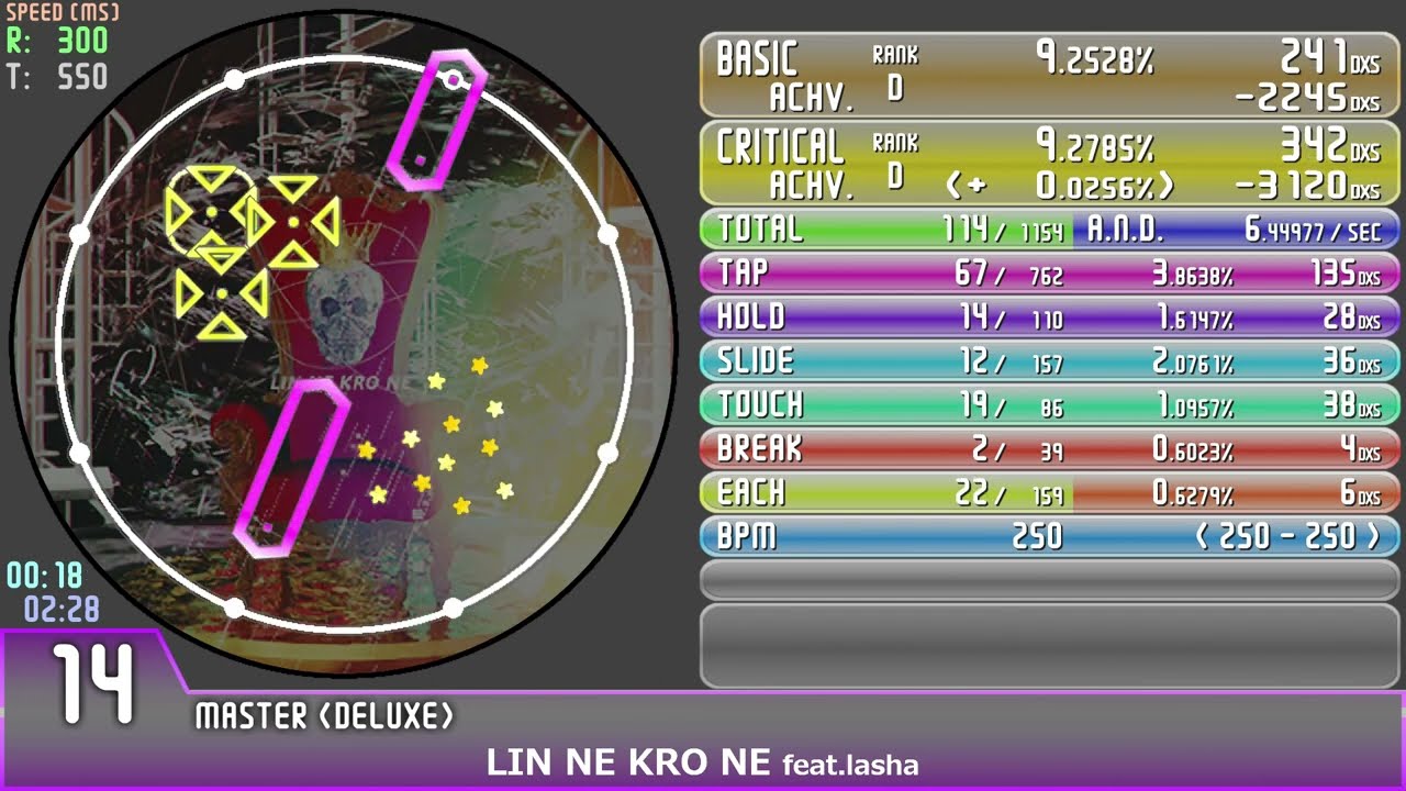 【maimai 創作譜面】LIN NE KRO NE でらっくす譜面 Master Lv.14【3simai】