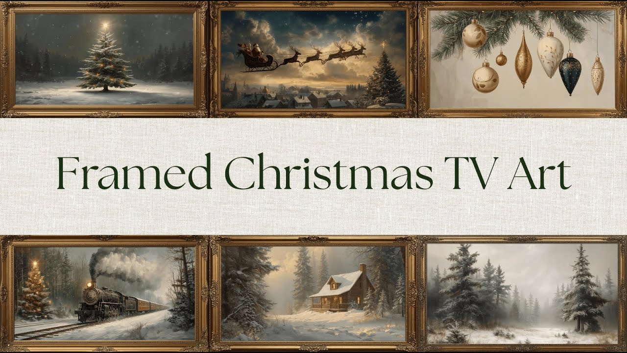 Vintage Gold Picture Framed Christmas TV Art Screensaver | 8 HOUR 4K | Winter Holiday Art for TV