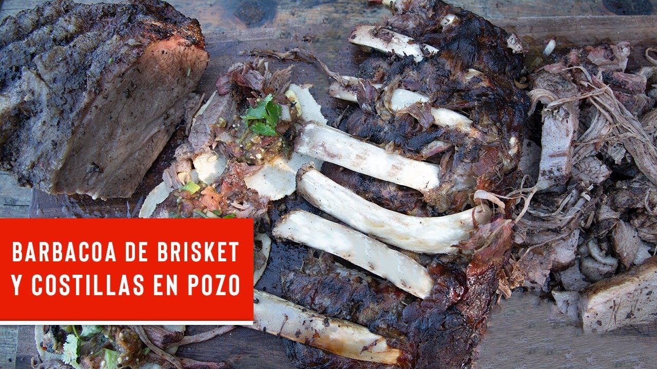 Barbacoa de brisket y costillas en pozo