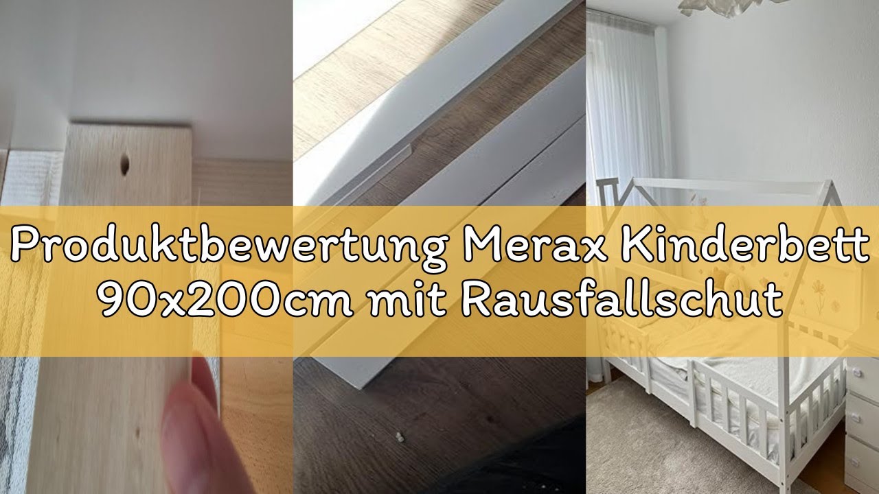 Produktbewertung Merax Kinderbett 90x200cm mit Rausfallschutz, Kinder Hausbett mit Ablageregal, Stab