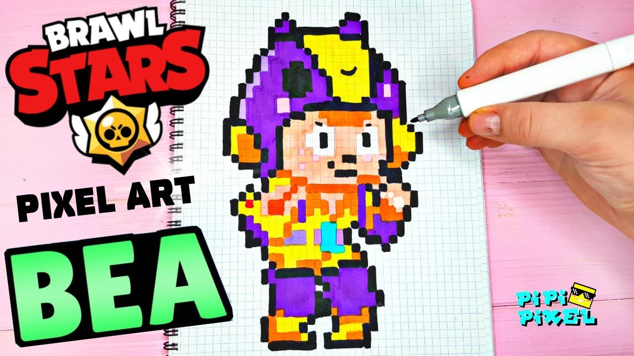 BEA пчелка из ИГРЫ BRAWL STARS РИСУНКИ ПО КЛЕТОЧКАМ - PIXEL ART