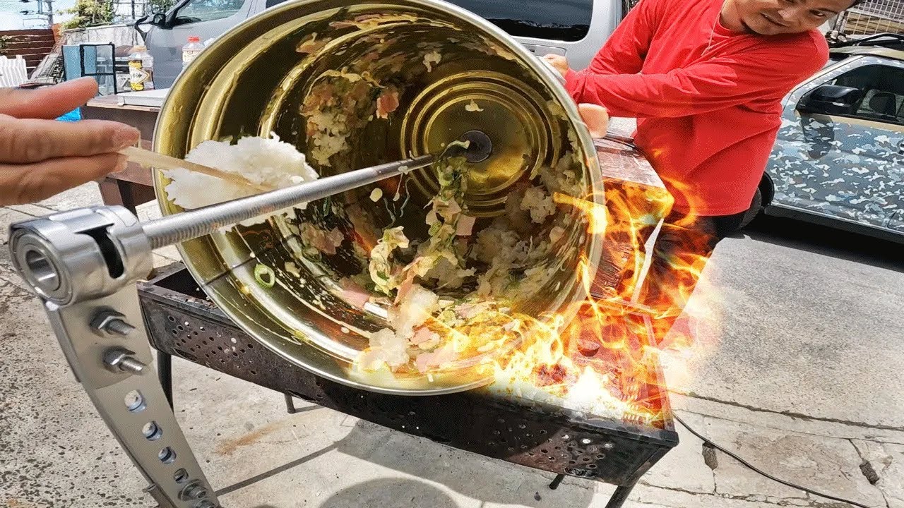 半手動ドラム式パラパラ炒飯機作ってみた