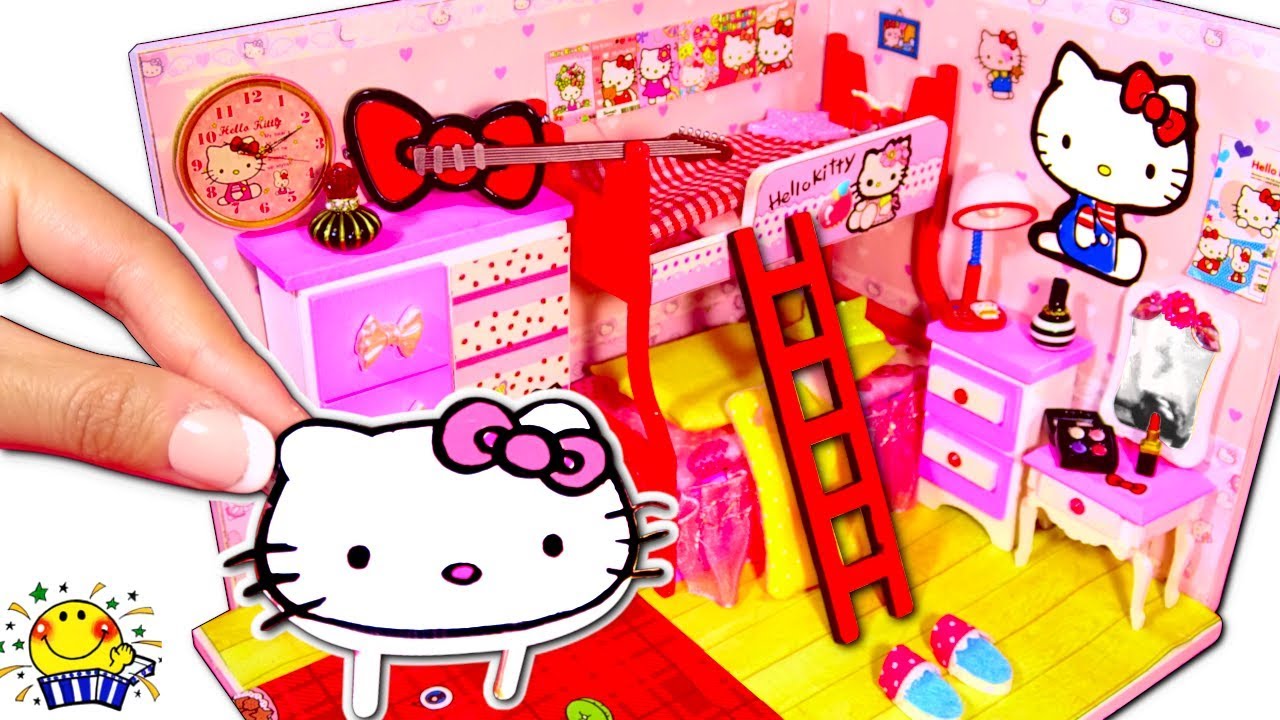 【手作りキティルーム❤︎】リカちゃんとメルちゃん(#たまごmammy)お部屋の工作にチャレンジ🎀Hello Kitty miniature Doll house