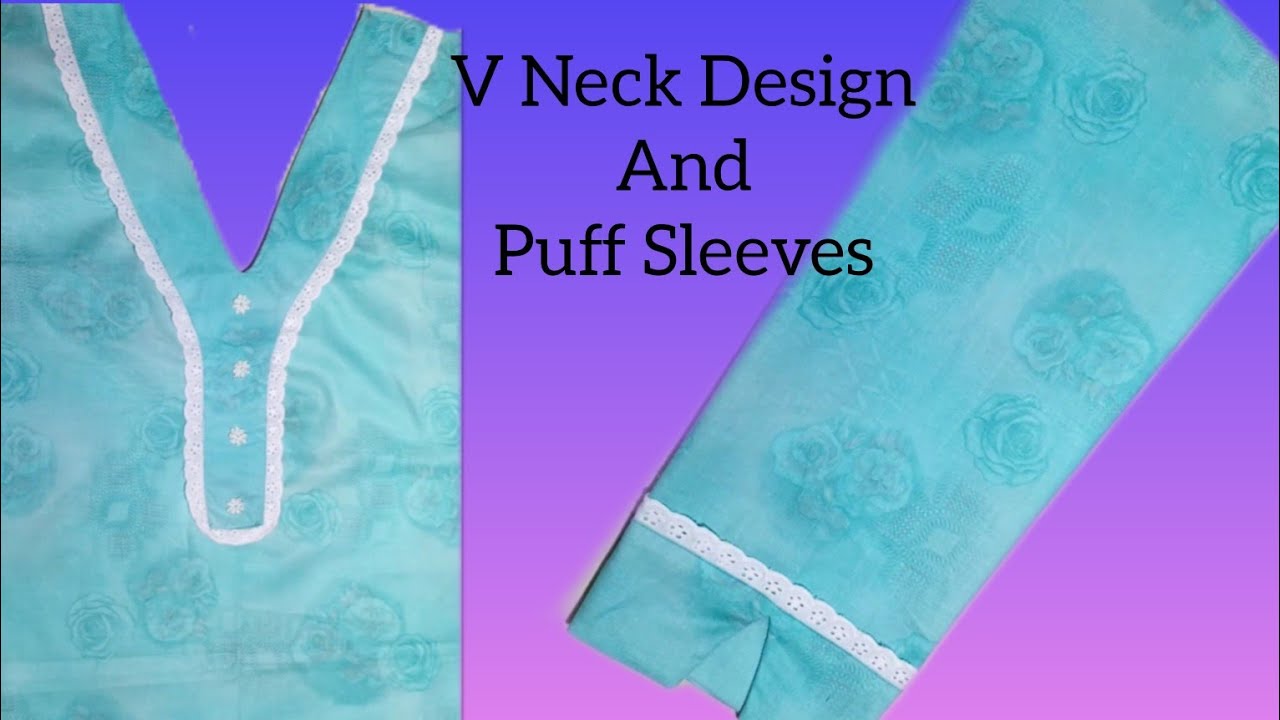 V Neck And Puff Sleeves Design || Sheema Khan Style