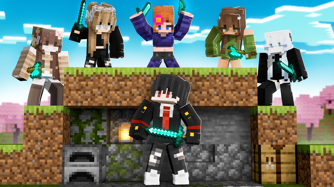 Minecraft 1 Vs 5 Manhunt with GIRLS