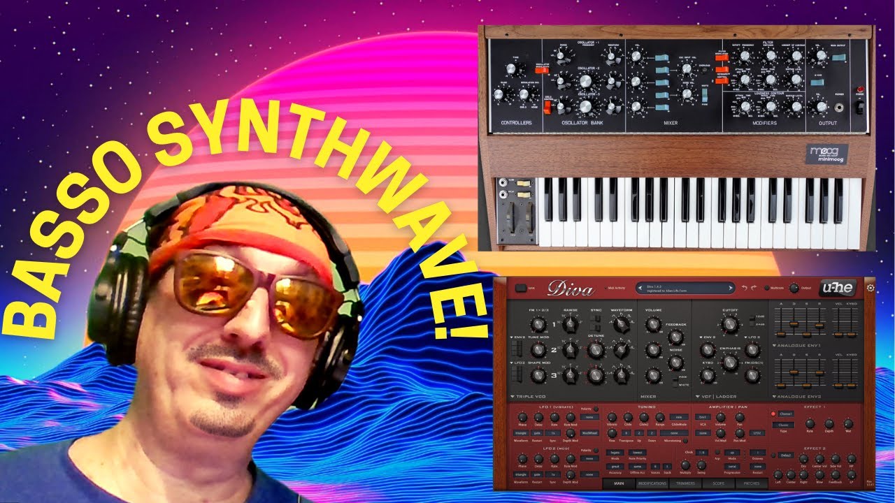 Come fare un basso SYNTHWAVE con DIVA e MINIMOOG - Tutorial completo in italiano - Sound design