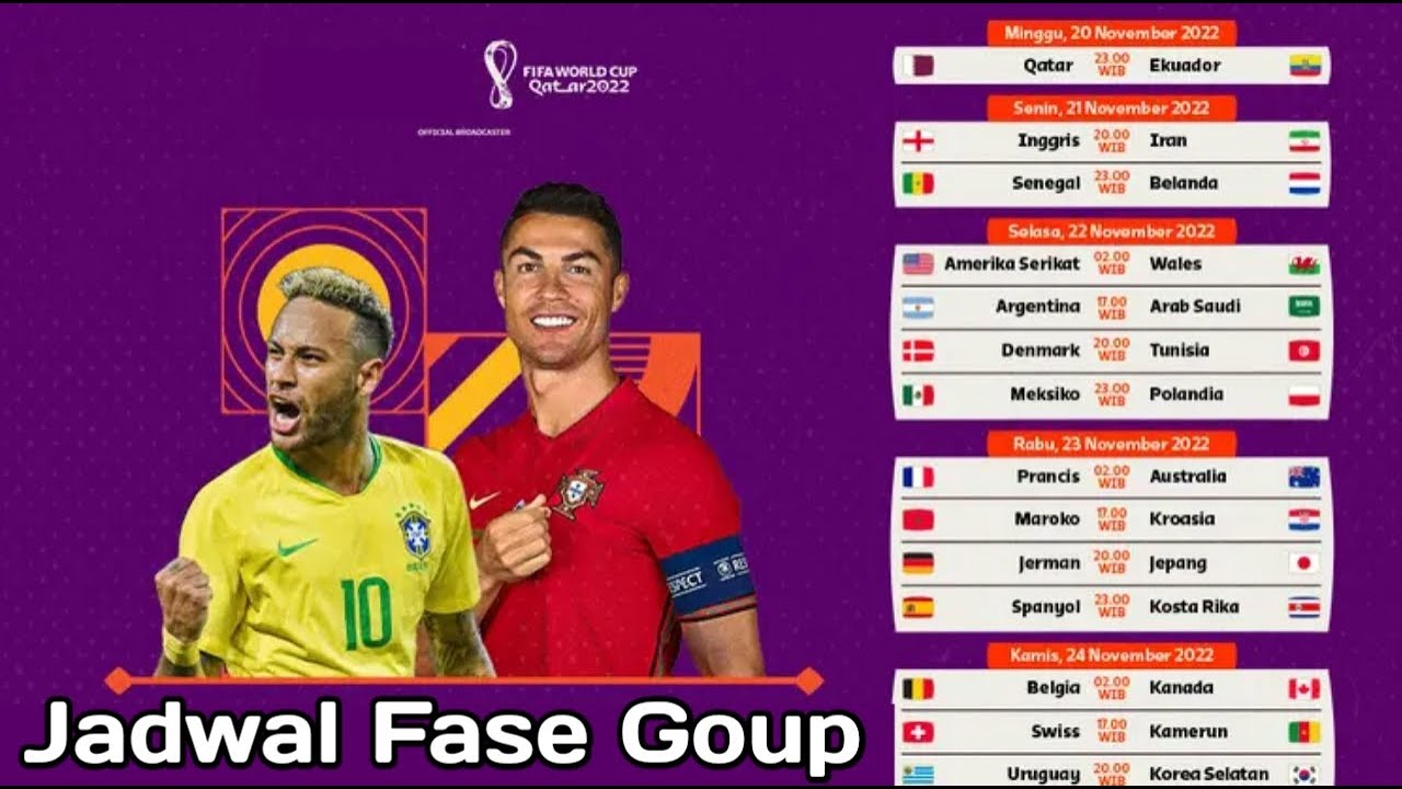 Jadwal dan Live Streaming Piala Dunia Qatar 2022 Matchweek 1, 20–25 November 2022