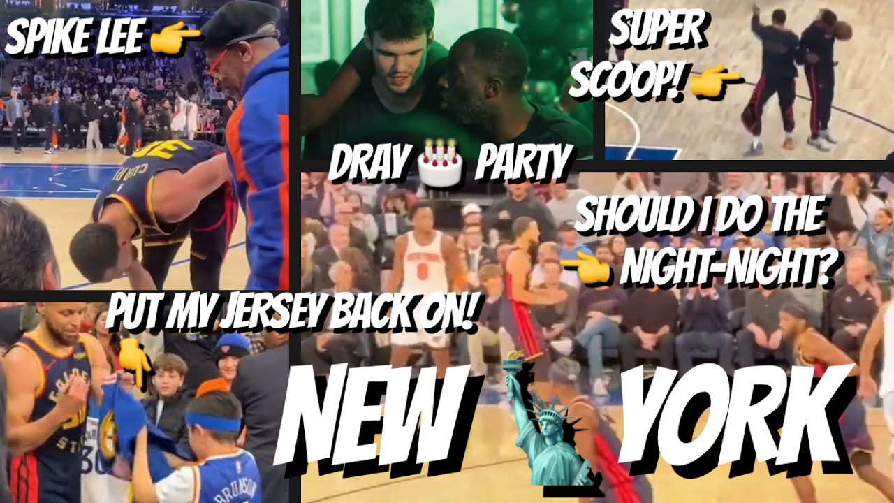 NYC: Steph Curry 🍿 Draymond birthday, wishes for 5th championship w/ 5 candles; Spike Lee; Beverley