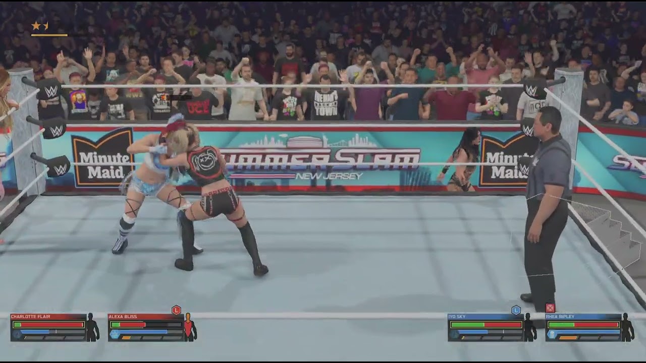 RheA RipLey , iYo SkY vs CHaRLoTTe FLaiR , ALexA BLisS , championship  !!!