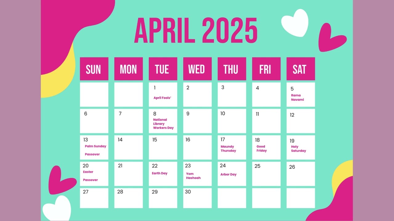 📅 April 2025 Calendar | Holidays & Important Dates! 🌸🗓️ #Calendar2025