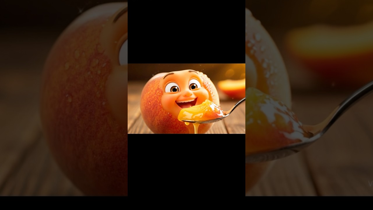 🍑 Funny Peach Eating – Sweet Juicy Face Reaction| Slice & Shine 