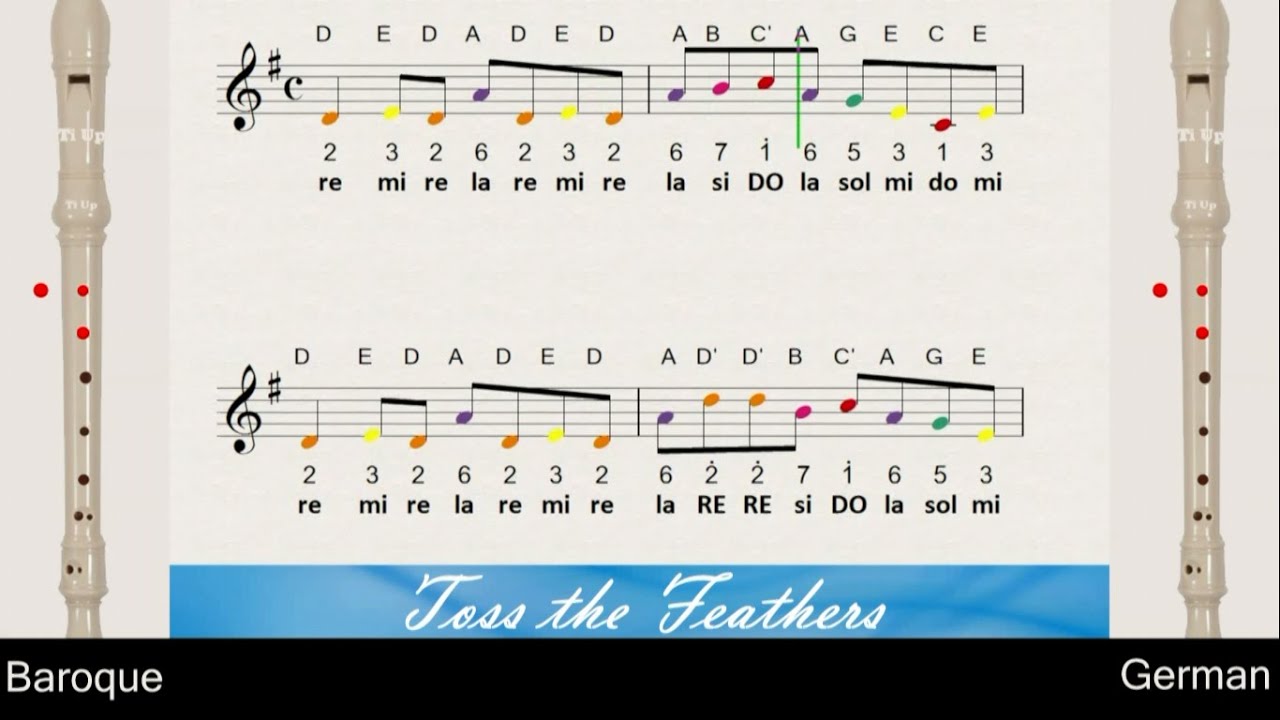 (Irish Song) The Corrs - Toss the Feathers, Recorder Tutorial with TABS and NOTES!